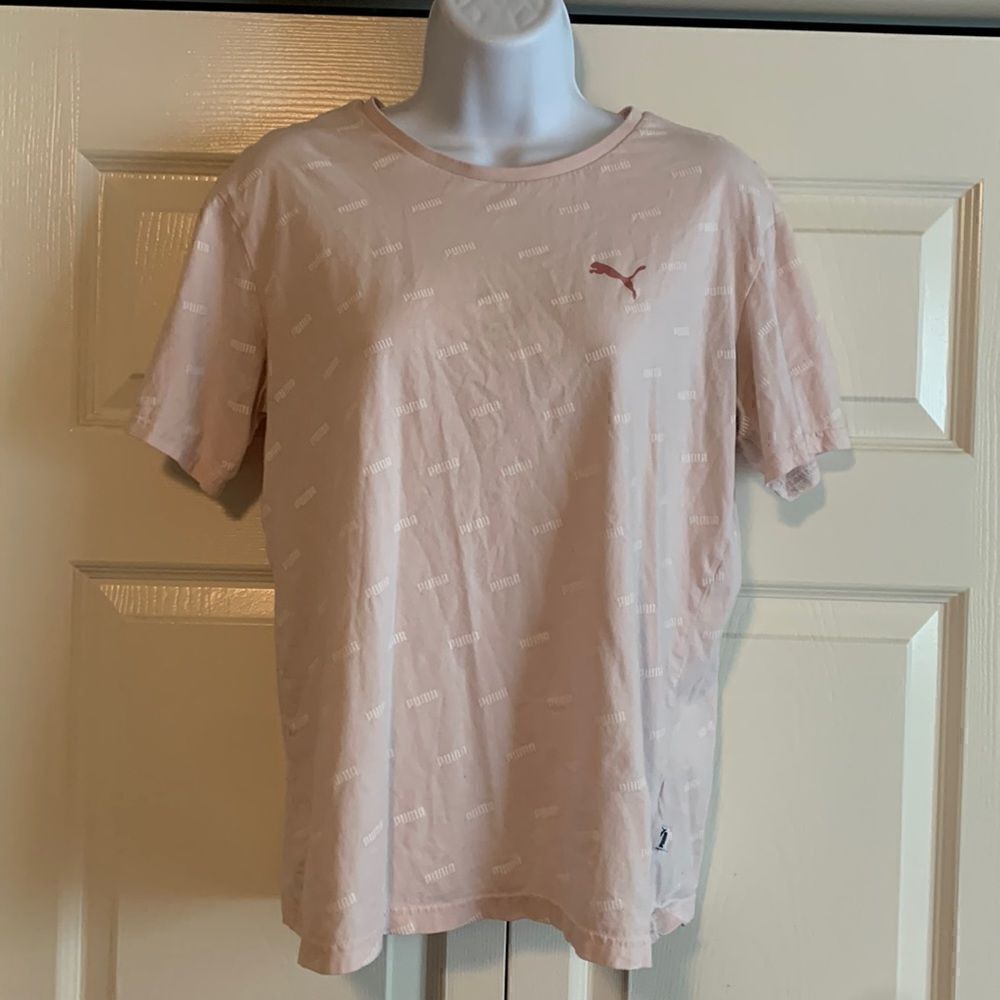 PUMA., T shirt, small, pink w/white puma lettering, great condition